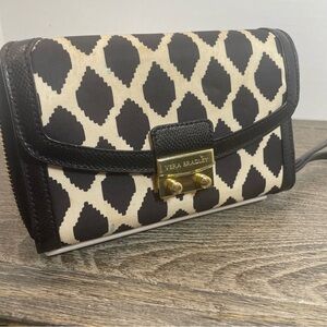 Vera Bradley Black and Cream Women's wristlet/wallet. Pre-owned. Ink spots.